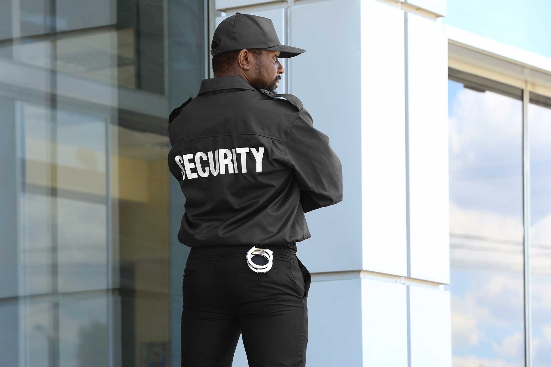 security guard watching over the residental area of buildings