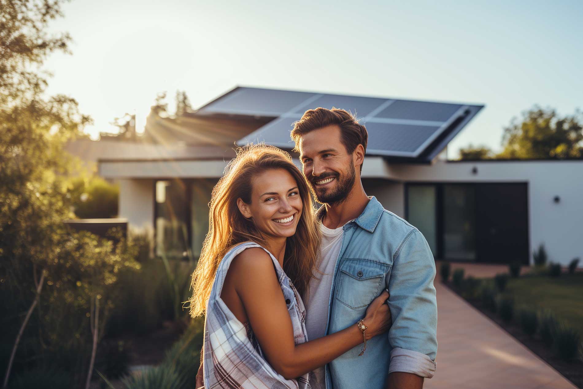 a couple outside a home