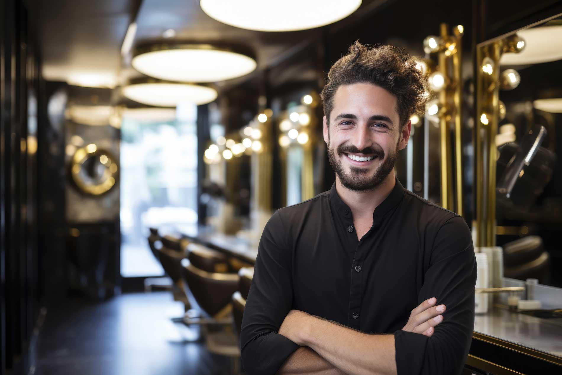 man standing inside a business