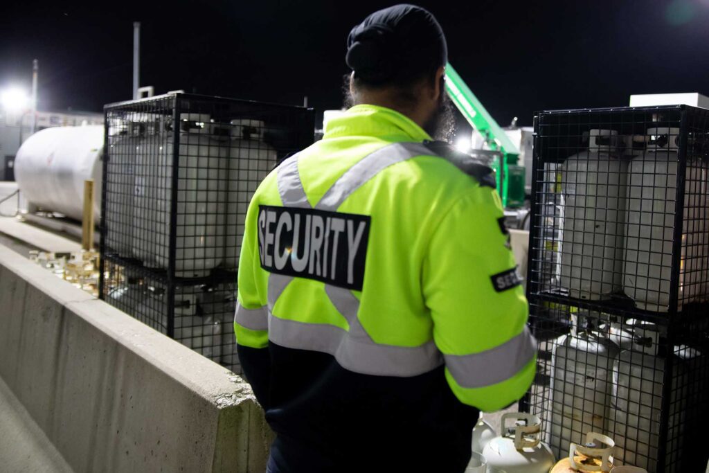 security guard walking through the property